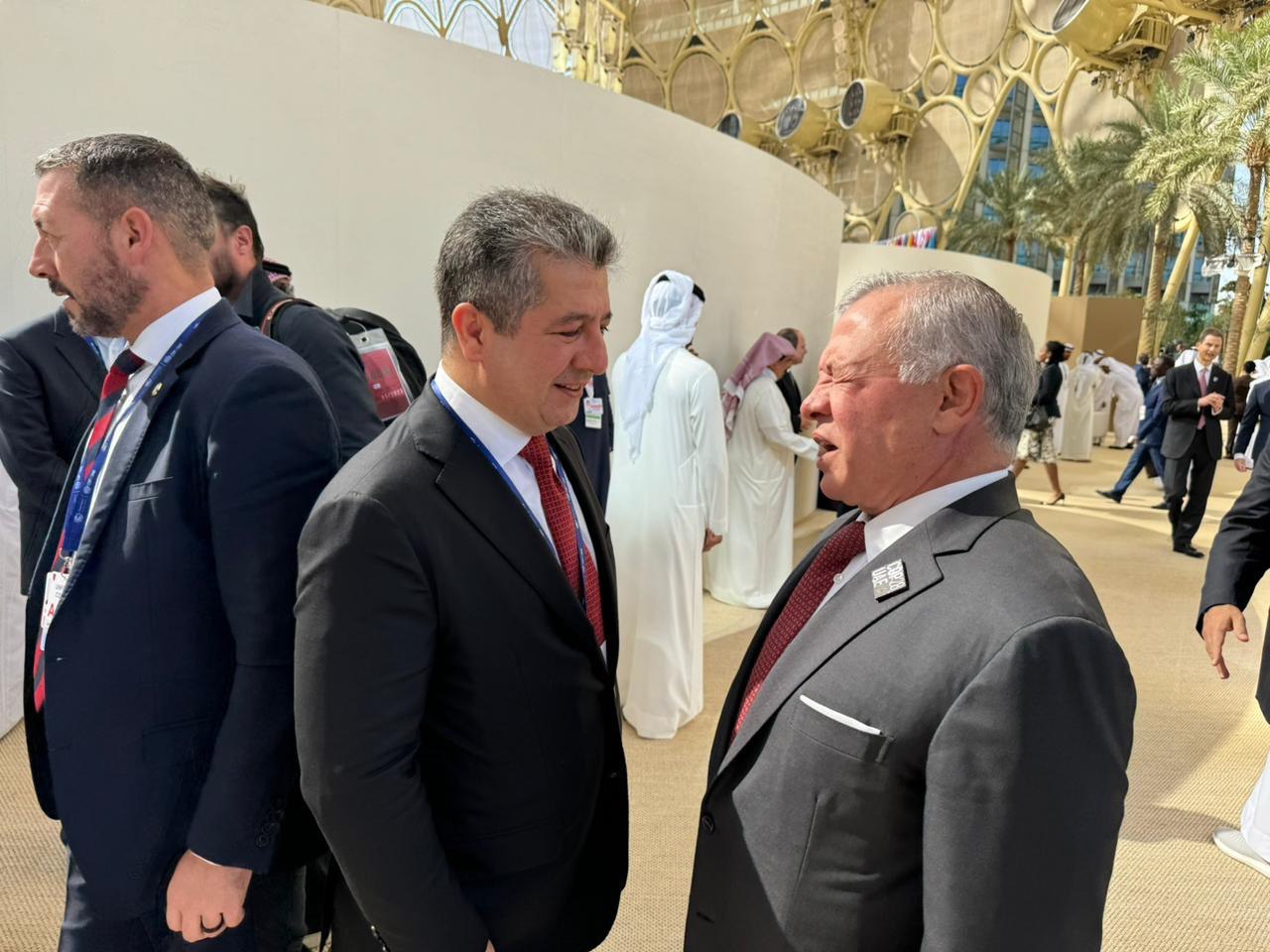Prime Minister Masrour Barzani (center) meets with Jordan's King Abdullah, Dec. 1, 2023. (Photo: KRG)