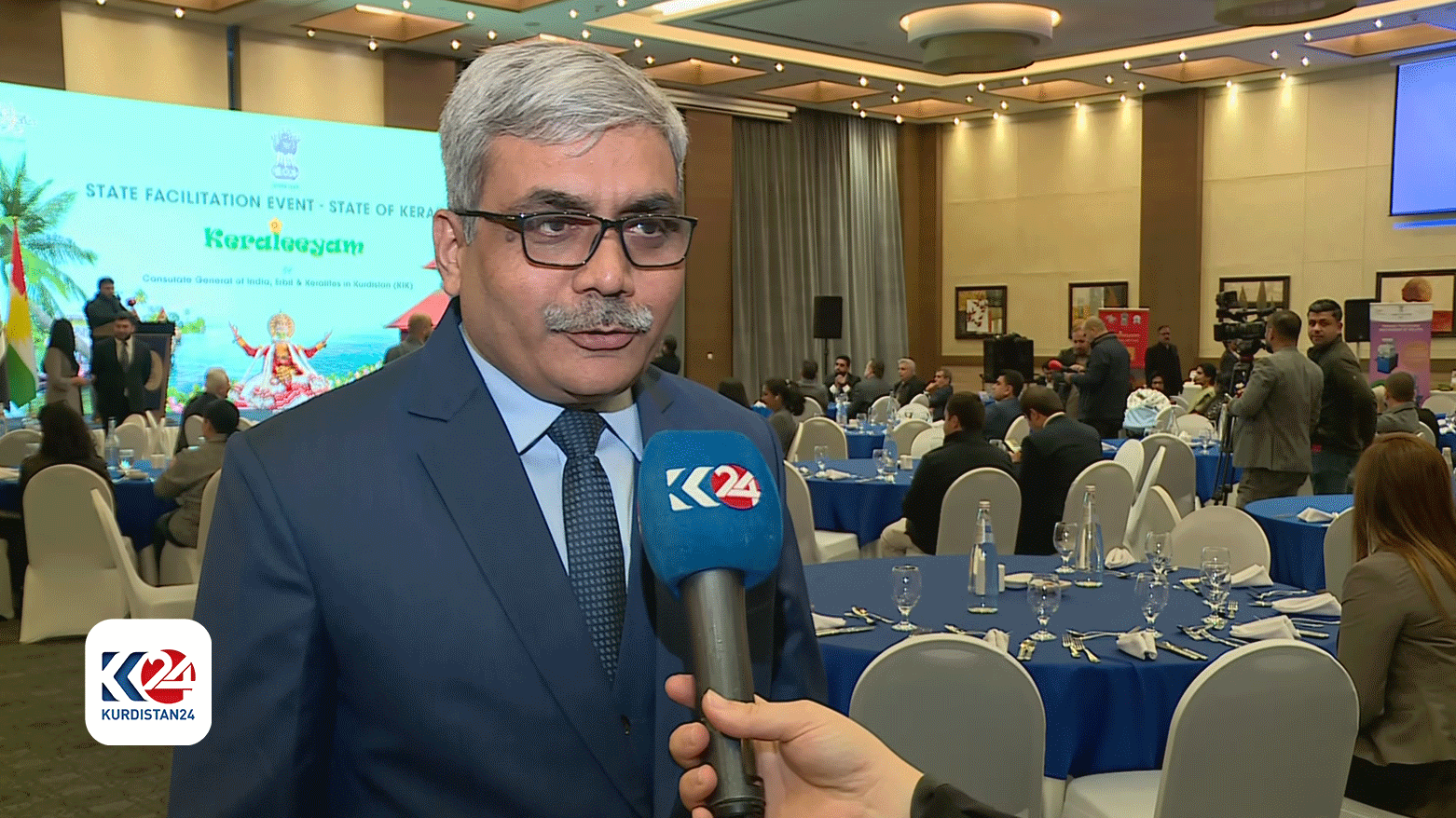 The Indian Consul General in Erbil, Madan Gopal, speaking to Kurdistan 24, Dec. 2, 2023. (Photo: Kurdistan 24)