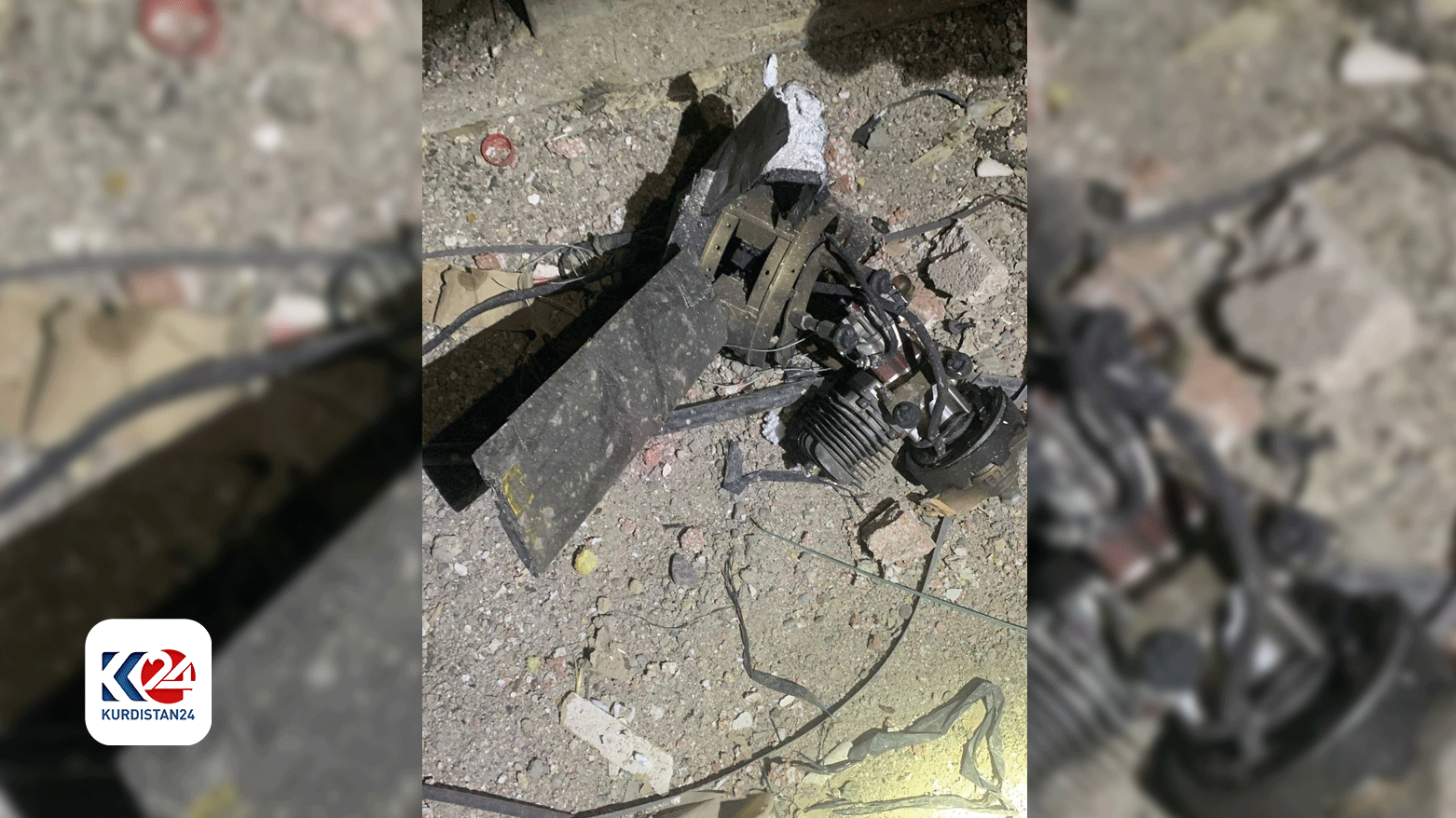The remains of the exploded drone in Erbil. (Photo: KRG Directorate General of Counter Terrorism)