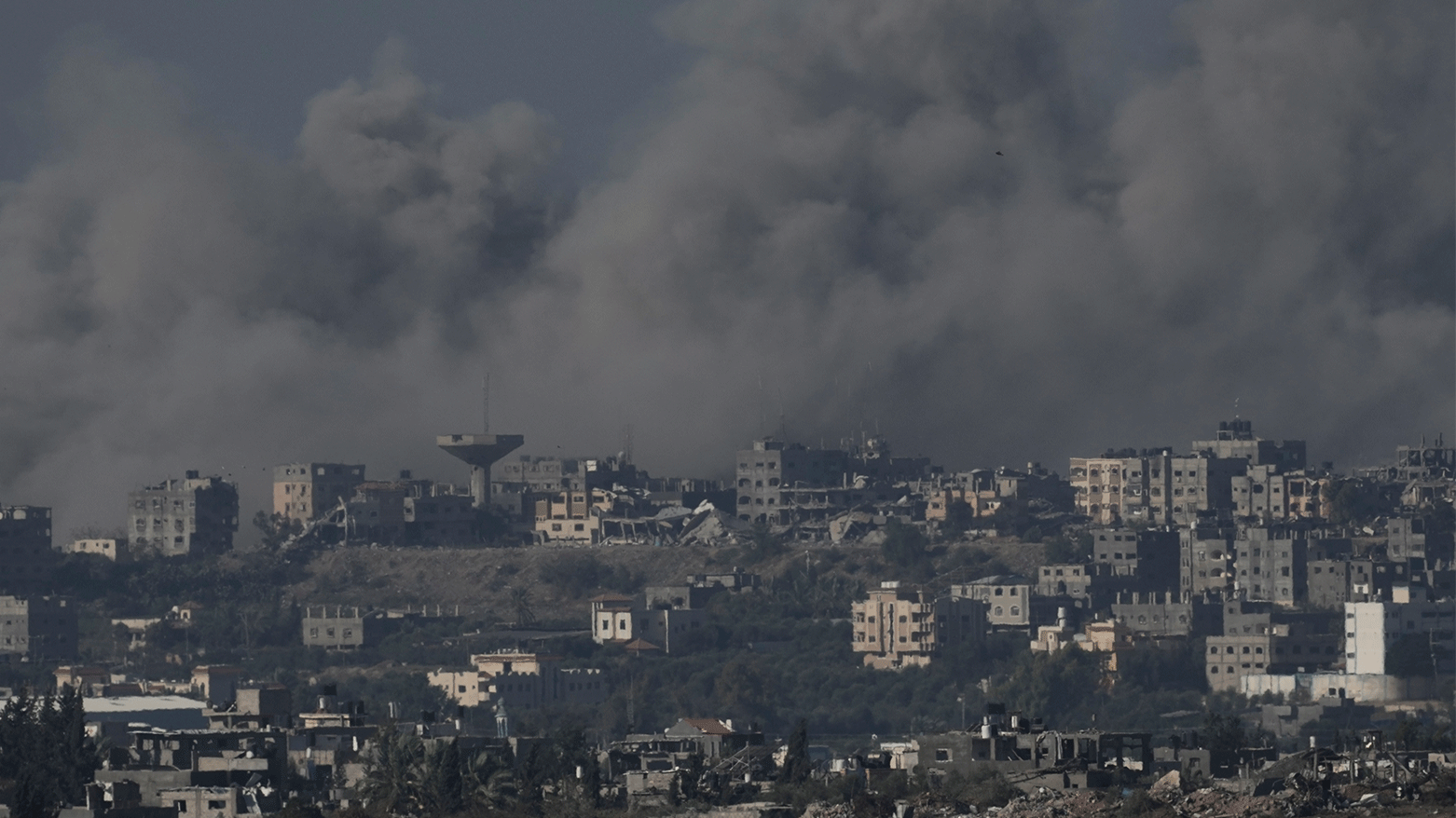 Smoke rises from the Gaza Strip after Israeli strikes on Saturday, Dec. 9, 2023. (Photo: AP)