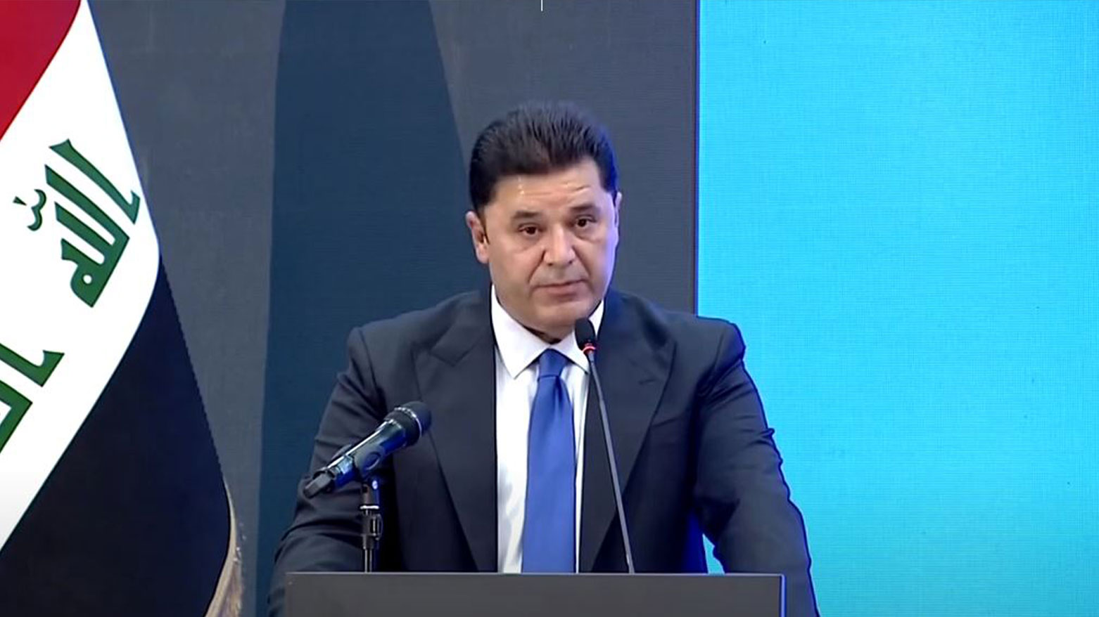 Dr. Dindar Zebari, the KRG's Coordinator for International Advocacy, giving remarks at the second National Plan for Human Rights Conference in Baghdad. (Photo: Kurdistan 24)