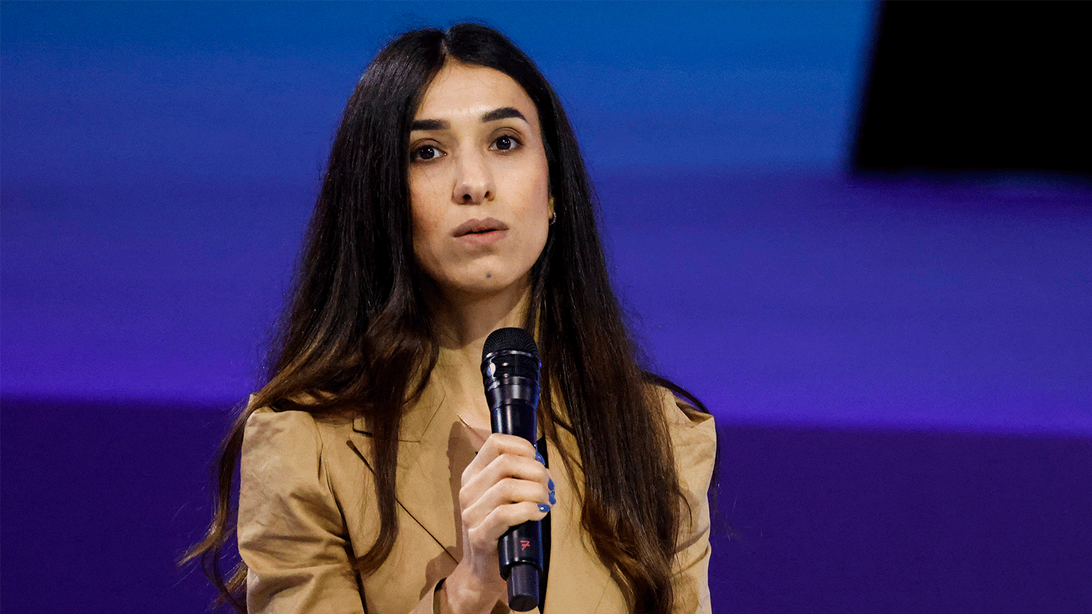 Nobel Peace Prize Nadia Murad delivers a speech during the Generation Equality Forum. (Photo: AFP)