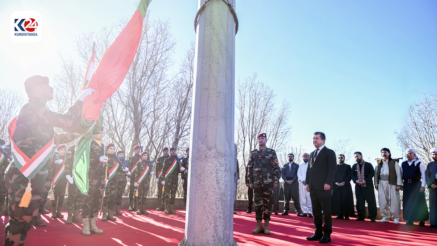 بە وێنە؛ بە ئامادەبوونی مەسرور بارزانی ڕێورەسمی ڕۆژی ئاڵای کوردستان بەڕێوەچوو