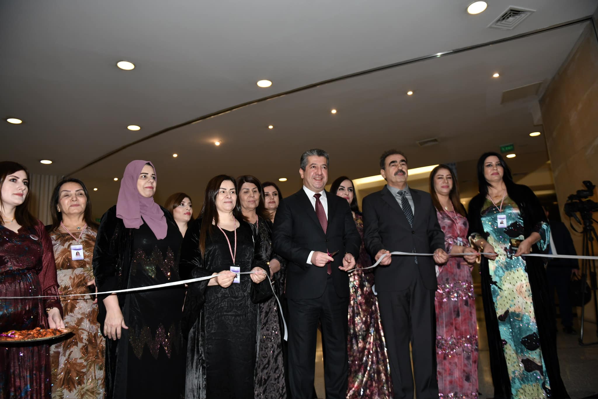 KDP Vice President and Kurdistan Region Prime Minister Masrour Barzani (center) cutting the inauguration ribbon of the Kurdistan Women's Union ninth congress, Dec. 21, 2023. (Photo: KRG)
