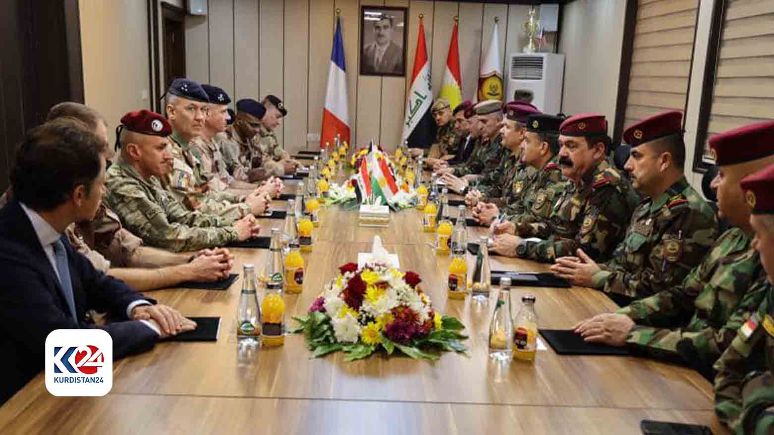 The meeting of the senior Peshmerga (right) and French military officials, Dec. 23, 2023. (Photo: KRG Ministry of Peshmerga Affairs)