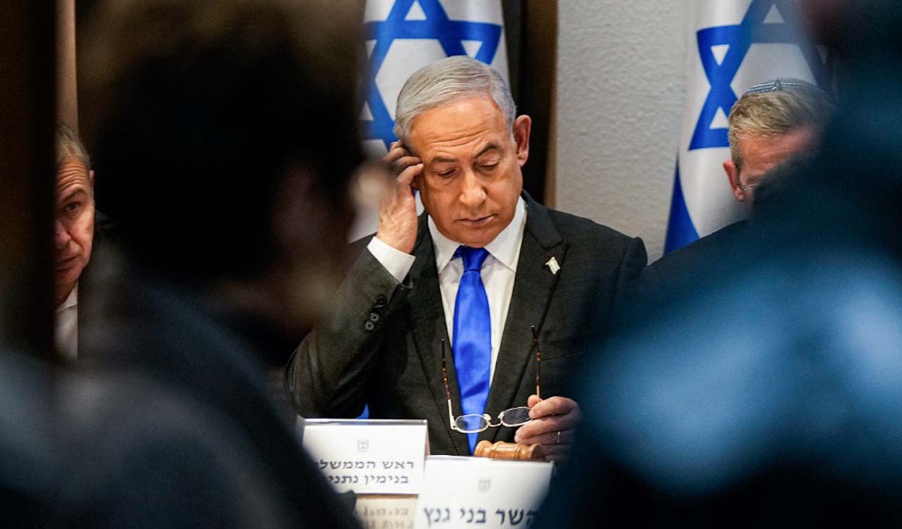 Israel's Prime Minister Benjamin Netanyahu chairs a cabinet meeting at the Kirya military base, which houses the Israeli Ministry of Defence, in Tel Aviv, Dec. 24, 2023. (Photo: Ohad Zwigenberg/POOL/AFP)