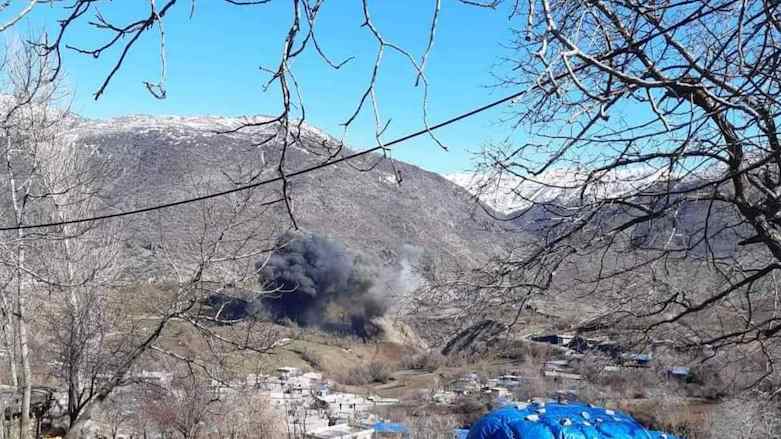 The aftermath of the airstrikes inside the Shene village, Feb. 2, 2021. (Photo: Kurdistan 24/Aras Amin)