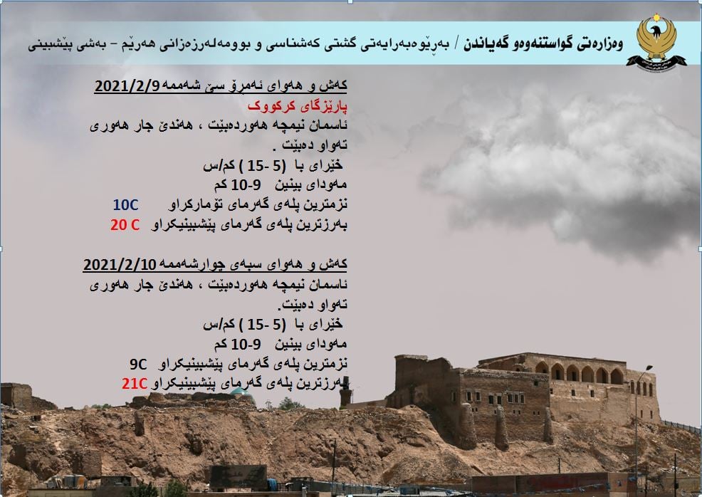 كەشوھەوای ئەمڕۆ و سبەی كەركووك
