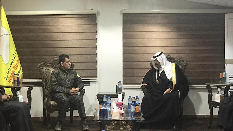 The SDF Commander-in-Chief, Mazloum Abdi, in December 2019 held a meeting with pro-SDF notables in response to regime pressure on Arab tribes (Photo: SDF)
