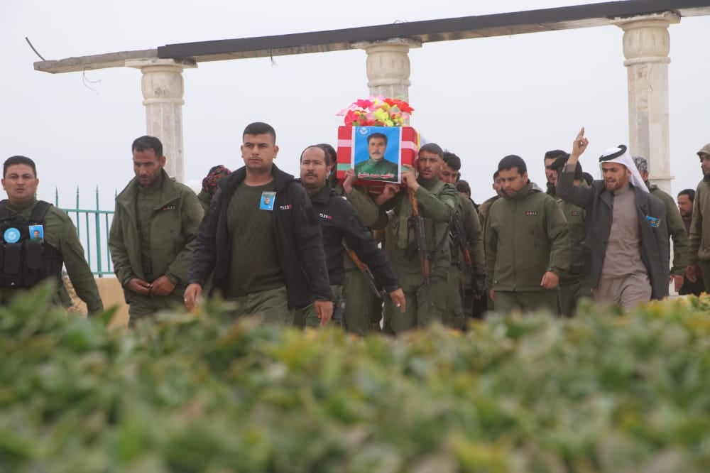 Funeral of an Asayish member in Raqqa, Feb. 5, 2021 (Photo: Internal Security Forces in Al-Raqqa).