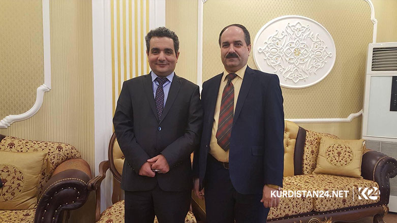 نایف رەشۆ، به‌رپرسی لیژنه‌ی ناوچه‌ی پارتی له‌ هانۆڤه‌ر - ئه‌ڵمانیا له‌گه‌ڵ فرسه‌ت سۆفی، پارێزگاری كۆچكردووی هه‌ولێر