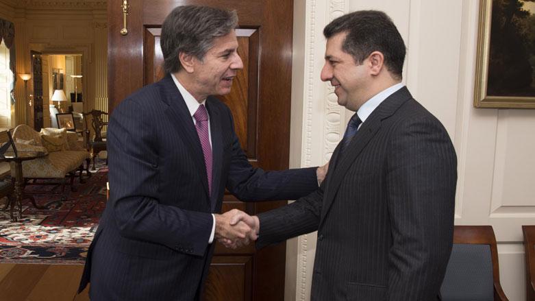 PM Masrour Barzani (right) during a meeting with US Antony Blinken. (Photo: Archive)