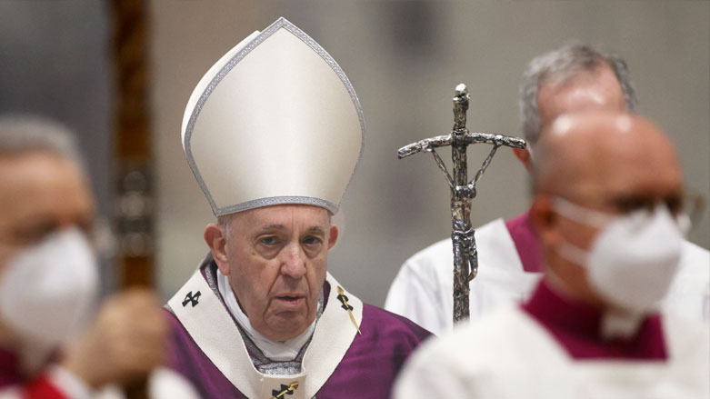 Pope Francis arrives to celebrate Ash Wednesday mass at St. Peter's Basilica in the Vatican. Feb. 17, 2021. (Photo: AFP/Guglielmo Mangiapane)