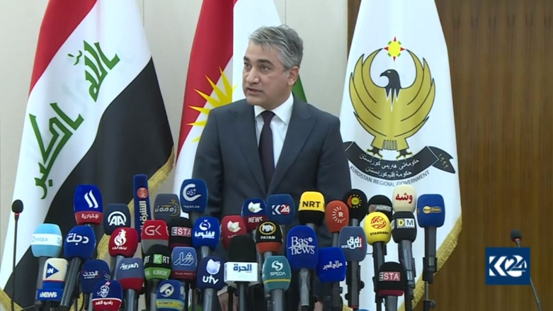 Jutyar Adil, Kurdistan Regional Government’s Spokesperson at a press conference. (Photo: Kurdistan 24)