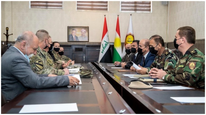 Officials from the US-led Coalition, Iraqi military, and Peshmerga forces participate in a meeting at the Joint Coalition Coordination Center (JCCC) in Erbil, Feb. 17. (Photo: KRG Ministry of Peshmerga)