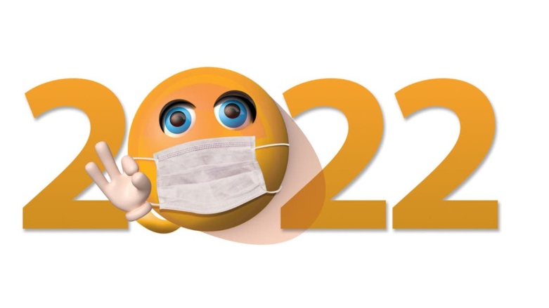 گرافیکێک ساڵی 2022 بە دەمامکەوە نیشاندەدات