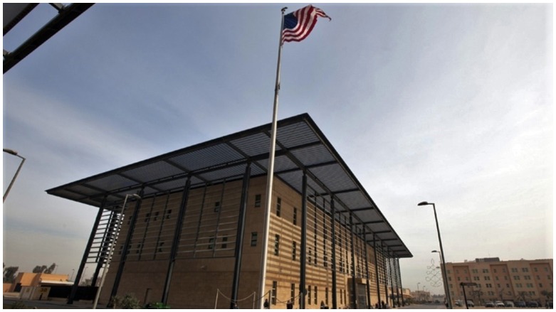 The entrance of the US Embassy in Baghdad, located in the capital's fortified Green Zone. (Photo: Reuters)