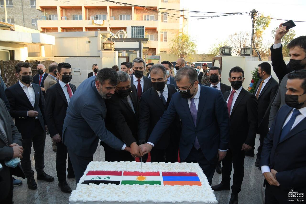 Ceremony marking the opening of the Armenian consulate in Erbil, February 24, 2021. (Photo: Ministry of Foreign Affairs of Armenia)