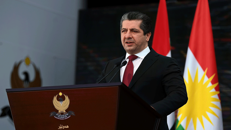 KRG Prime Minister Masrour Barzani gives a speech during the inauguration of a 150 meter highway in the Kurdistan Region's capital Erbil, Feb. 25, 2021. (Photo: KRG)