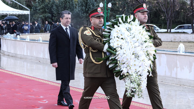 Kurdistan Region PM Masrour Barzani commemorates the Feb. 1 martyrs on 16th anniversary of the 2004 Erbil attacks, Feb. 1, 2020. (Photo: Kurdistan 24)