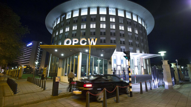 The OCPW headquarters in The Hague. Photograph: (Photo: Peter Dejong / AP)