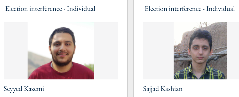 Headshots of individuals sought by the US Department of State for election interference. (US Department of State)