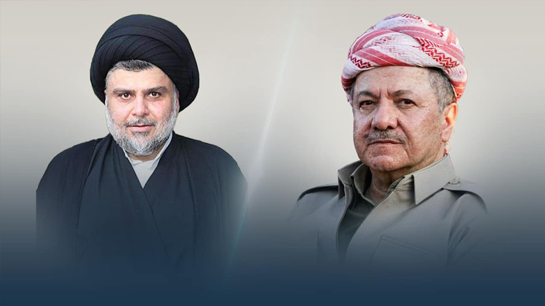 Kurdistan Democratic Party (KDP) President Masoud Barzani, right, and Sadrist Movement leader Moqtada al-Sadr. (Photo: Barzani Headquarters)