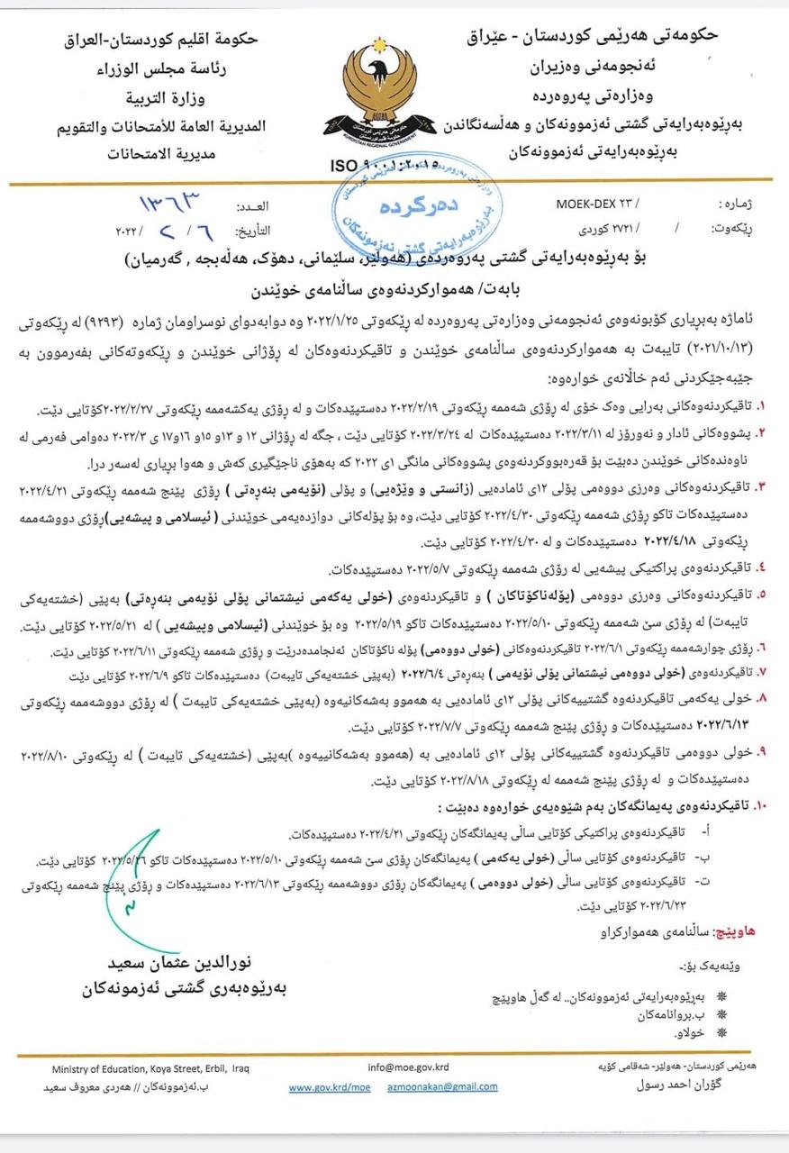 دەقی نووسراوەکە