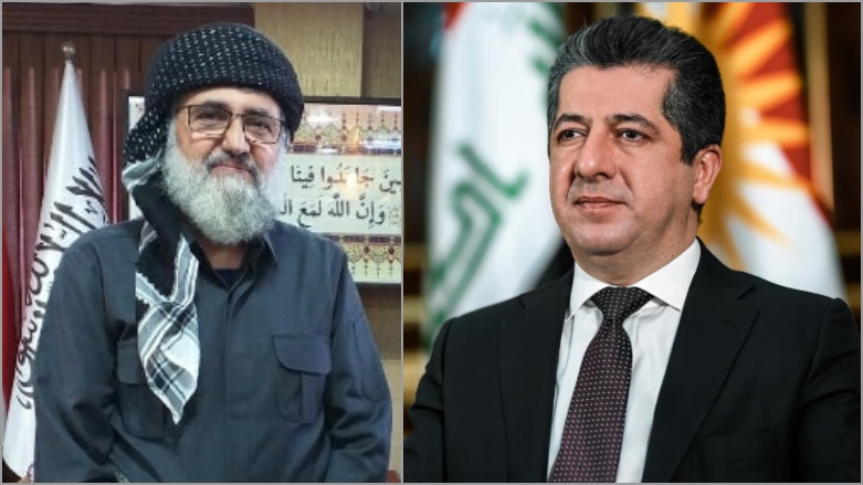 Kurdistan Region PM Masrour Barzani (left) and Erfan Abdul Aziz, leader of the Kurdistan Islamic Movement (KIM). (Photo: Kurdistan 24)