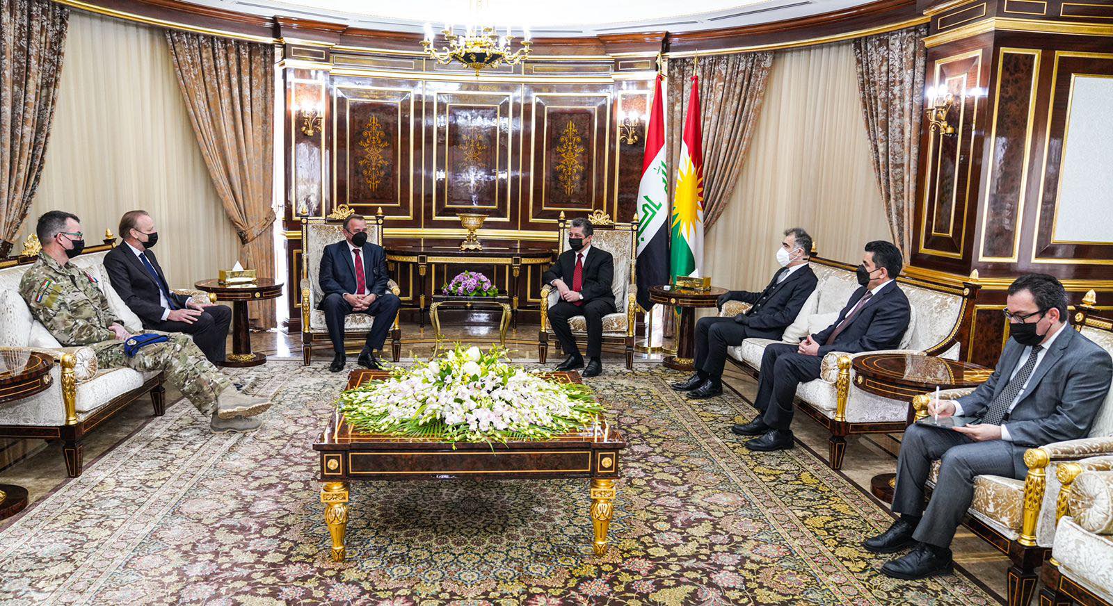 Kurdistan Region Prime Minister Masrour Barzani in meeting with Netherlands’ Ambassador to Iraq Michel Rentenaar, in Erbil, Feb. 8, 2022. (Photo: Kurdistan 24)