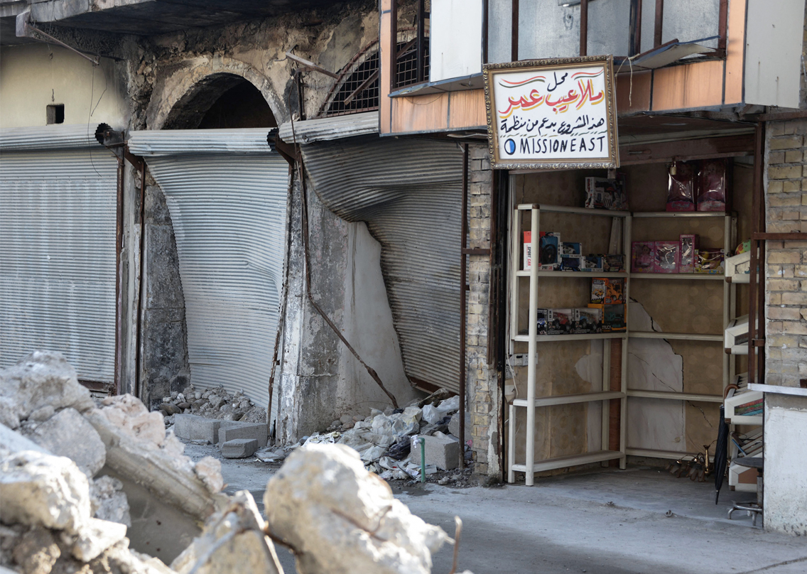 A view of damaged shops in Iraq's northern city of Mosul on Jan. 31, 2022. (Photo: Zaid al-Obeidi/AFP)