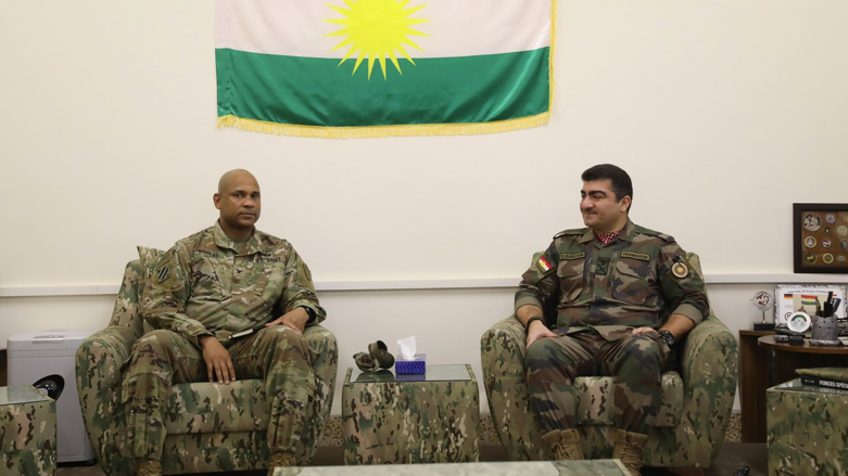 Major General Sirwan Barzani, Commander of Sector 6, on Wednesday welcomed a US military delegation near Makhmour (Photo: Sirwan Barzani/Twitter)