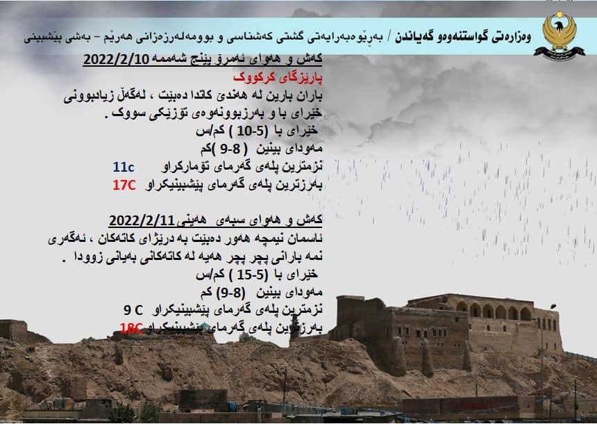 كەشوھەوای ئەمڕۆ و سبەی كەركووك