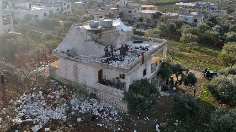 The house in which ISIS leader Amir Mohammed Said Abd al-Rahman al-Mawla, aka Abu Ibrahim al-Hashimi al-Qurashi died during a US special forces raid in Syria's northwestern Idlib province, on February 4, 2022. (Photo: AAREF WATAD / AFP)