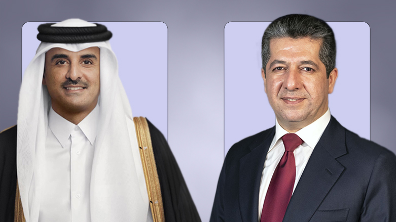 Kurdistan Region Prime Minister Masrour Barzani (right) and Qatari Emir Tamim bin Hamad Al Thani. (Photo: Combined by Kurdistan 24)