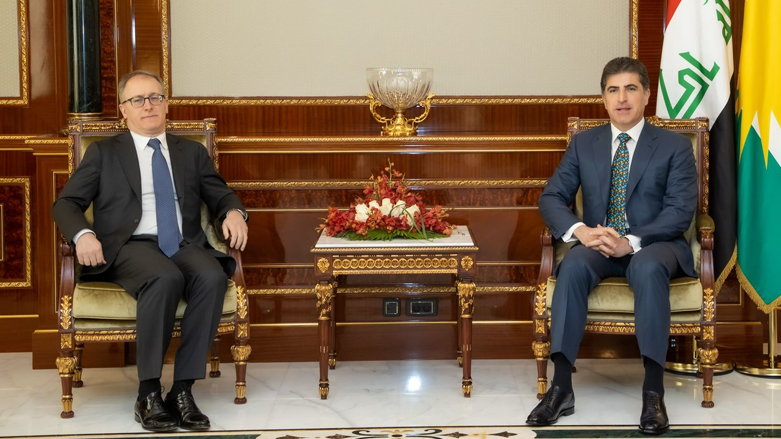 نێچیرڤان بارزانی، سەرۆكی هەرێمی كوردستان، پێشوازی لە ماریزیۆ گریگانتێ باڵیۆزی نوێی ئیتالیا له‌ عیراق کرد