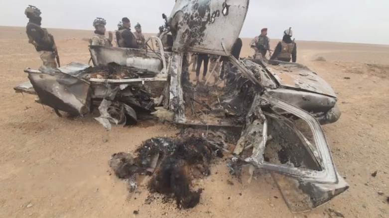 Two senior ISIS operatives were killed by a targeted Iraqi airstrike in Anbar province that destroyed their vehicle, Feb. 17, 2022. (Photo: Iraqi Security Media Cell/Facebook)