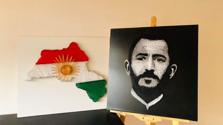 Chawan Dana Tofiq makes string art based on Kurdish themes (Photo: Chawan Dana)