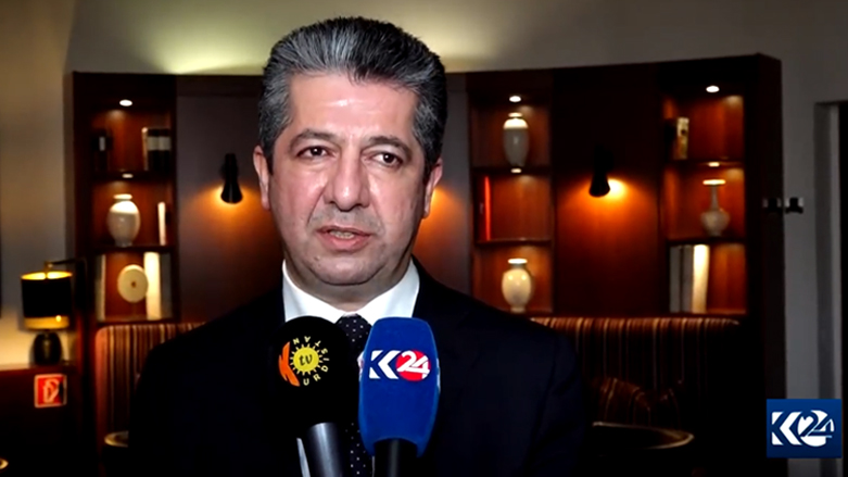 Kurdistan Region Prime Minister Masrour Barzani speaks to reporters during a press conference in Germany's Munich on the sidelines of MSC 2022, Feb. 20, 2022. (Photo: Screengrab/Kurdistan24)