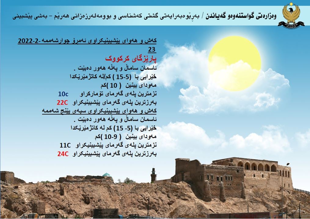 كەشوھەوای ئەمڕۆ و سبەی كەركووك