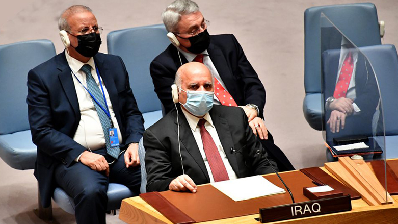 Iraq's Foreign Minister Fuad Hussein during the UN Security Council meeting in New York, Feb. 22, 2022. (Photo: Iraqi Foreign Ministry)