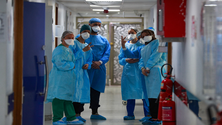 Iraqi medical workers are pictured at the coronavirus ward of Al-Shifa Hospital in the capital Baghdad, Feb. 20, 2022. (Photo: Ahmad al-Ruabye/AFP)