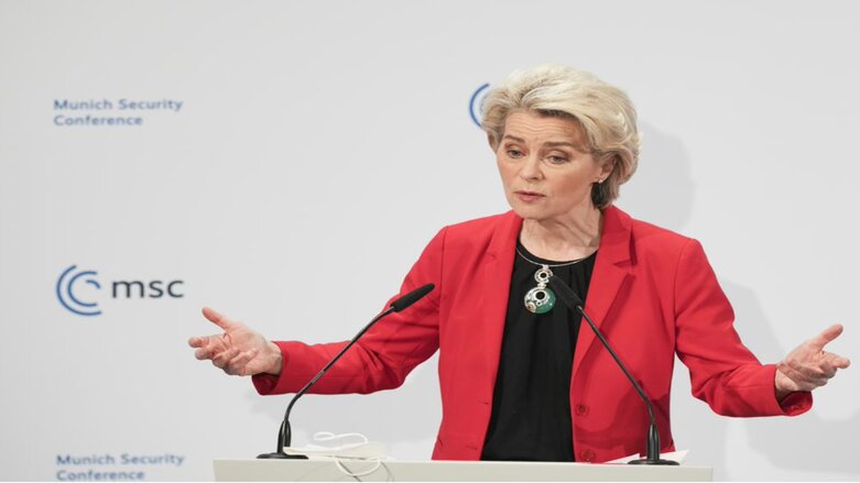 European Commission President Ursula von der Leyen speaks at the Munich Security Conference in Munich, Germany, Saturday, Feb. 19, 2022. (Photo: Michael Probst/AP)