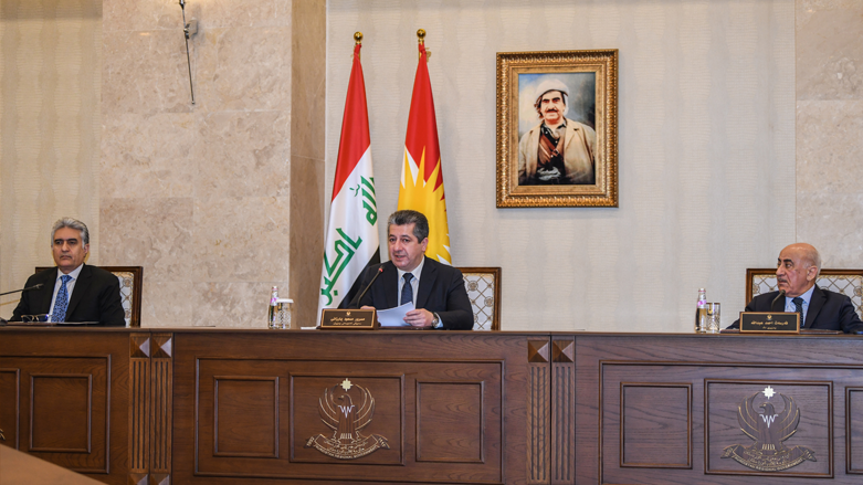 Kurdistan Region Prime Minister Masrour Barzani chairing the weekly ministerial meeting in Erbil, Feb. 1, 2023. (Photo: KRG)