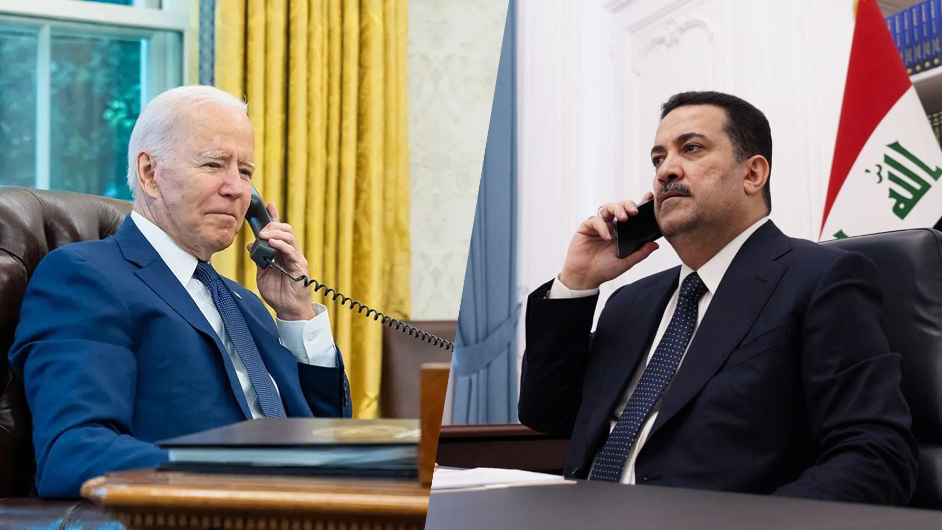 US President Joe Biden (left) and Iraqi Prime Minister, Mohammed Shia' Al Sudani. (Photo: Designed by Kurdistan 24)