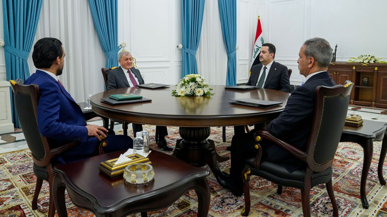 Iraqi Prime Minister Mohammed Shia' Al Sudani (top middle), during his meeting with top Iraqi officials, Feb, 4, 2023. (Photo: The Media Office of the Iraqi Prime Minister)