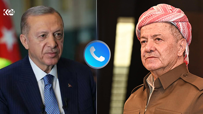 Kurdistan Democratic Party (KDP) President Masoud Barzani (right)'s photo combined with the picture of Turkish President Recep Tayyip Erdogan. (Photo: Designed by Kurdistan 24)