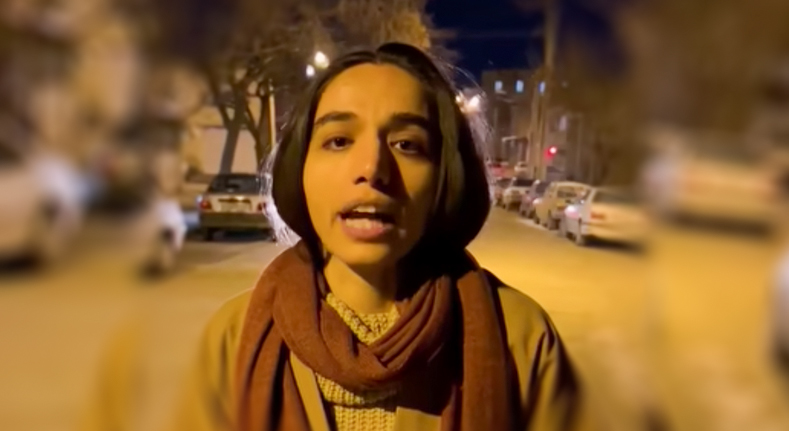 Zahra Mohammadi is appeared speaking in a video footage she published following her release, Feb. 10, 2023. (Photo: Screengrab from Mohammadi's footage)