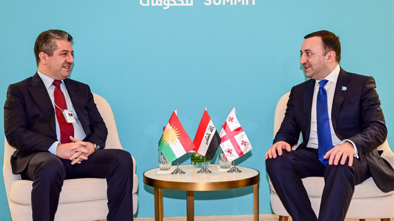 Kurdistan Region Prime Minister Masrour Barzani (left) during his meeting with Georgian Prime Minister Irakli Garibashvili on the sidelines of the Dubai-based World Government Summit in the UAE, Feb. 13, 2023. (Photo: KRG)