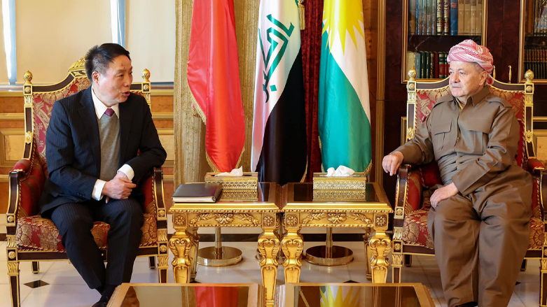 President Masoud Barzani (right), during his meeting with Zhu Rui, the Assistant Minister of the International Department of the Communist Central Committee, Feb. 13, 2023. (Photo: Barzani Headquarters)